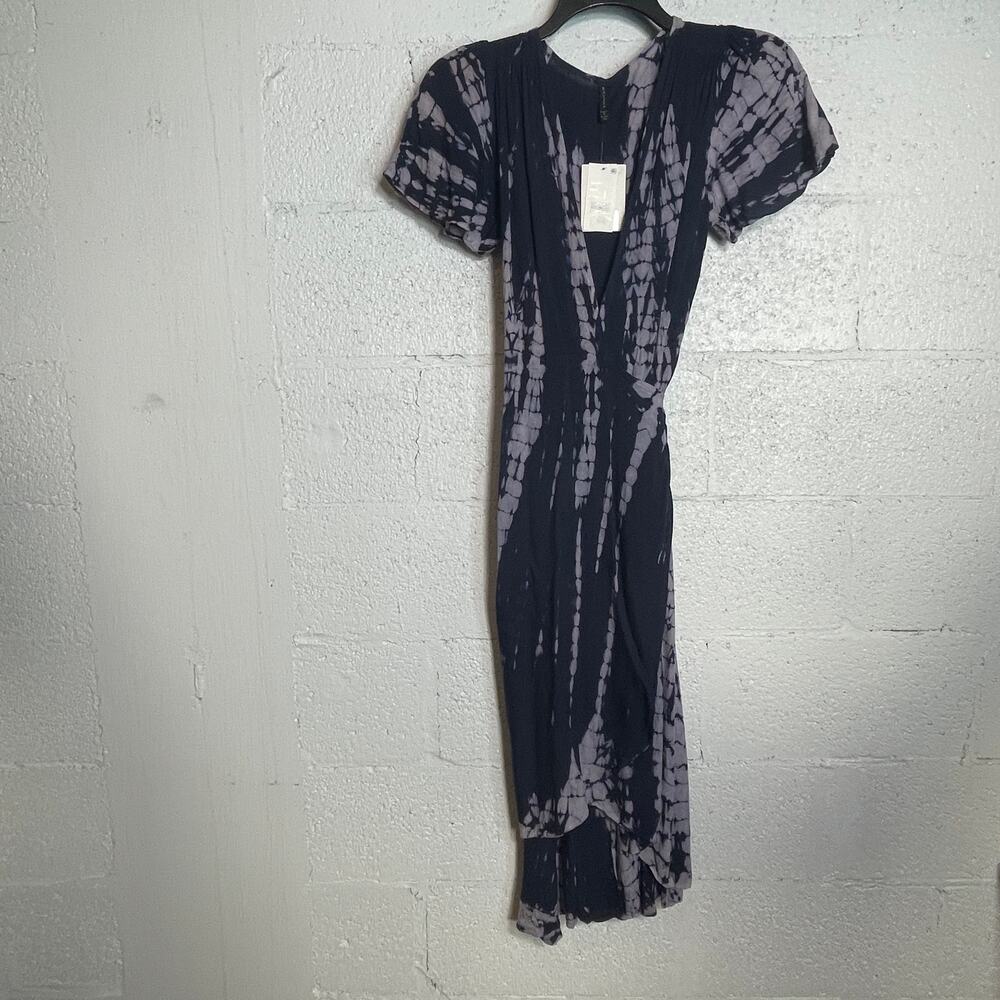 Raviya Tie-Dye-Print Cover-Up Wrap Dress Blue Small